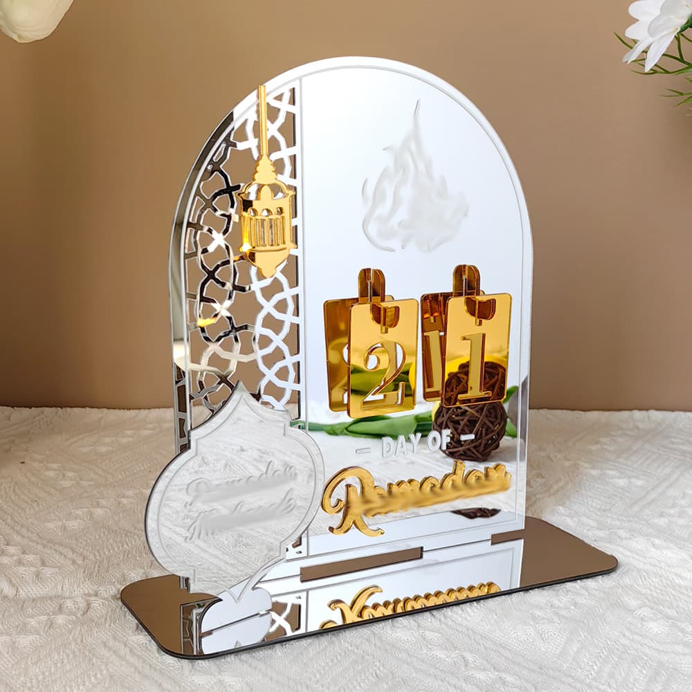 Silver Acrylic Desktop Holiday Countdown Ornament with Mirrored - BT268