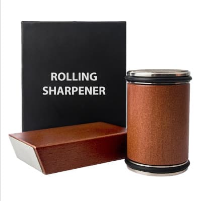 Brown Rolling Knife Sharpener Set with Diamond Discs and Magnetic Base 15