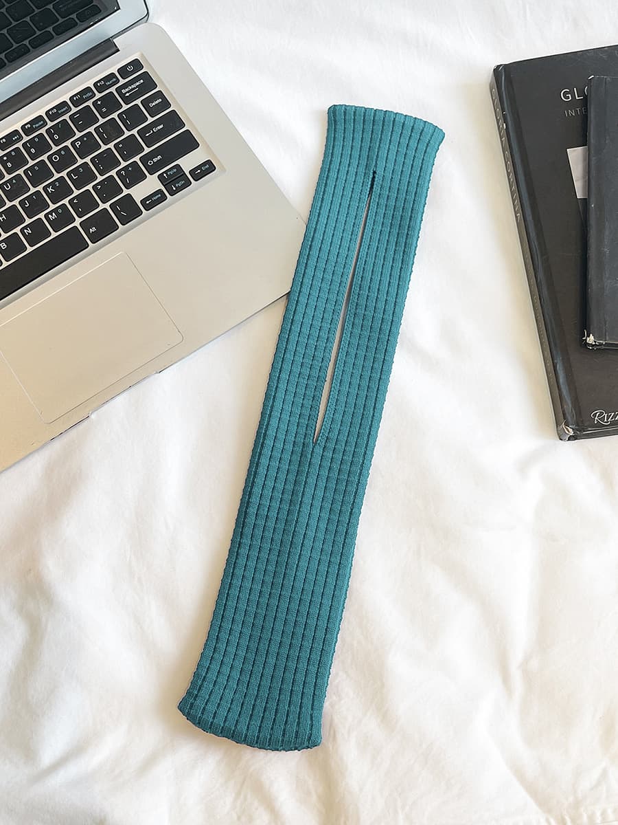Cyan High-Elastic Knit Short Phone Sling Bag - Compact Streetwear Accessory