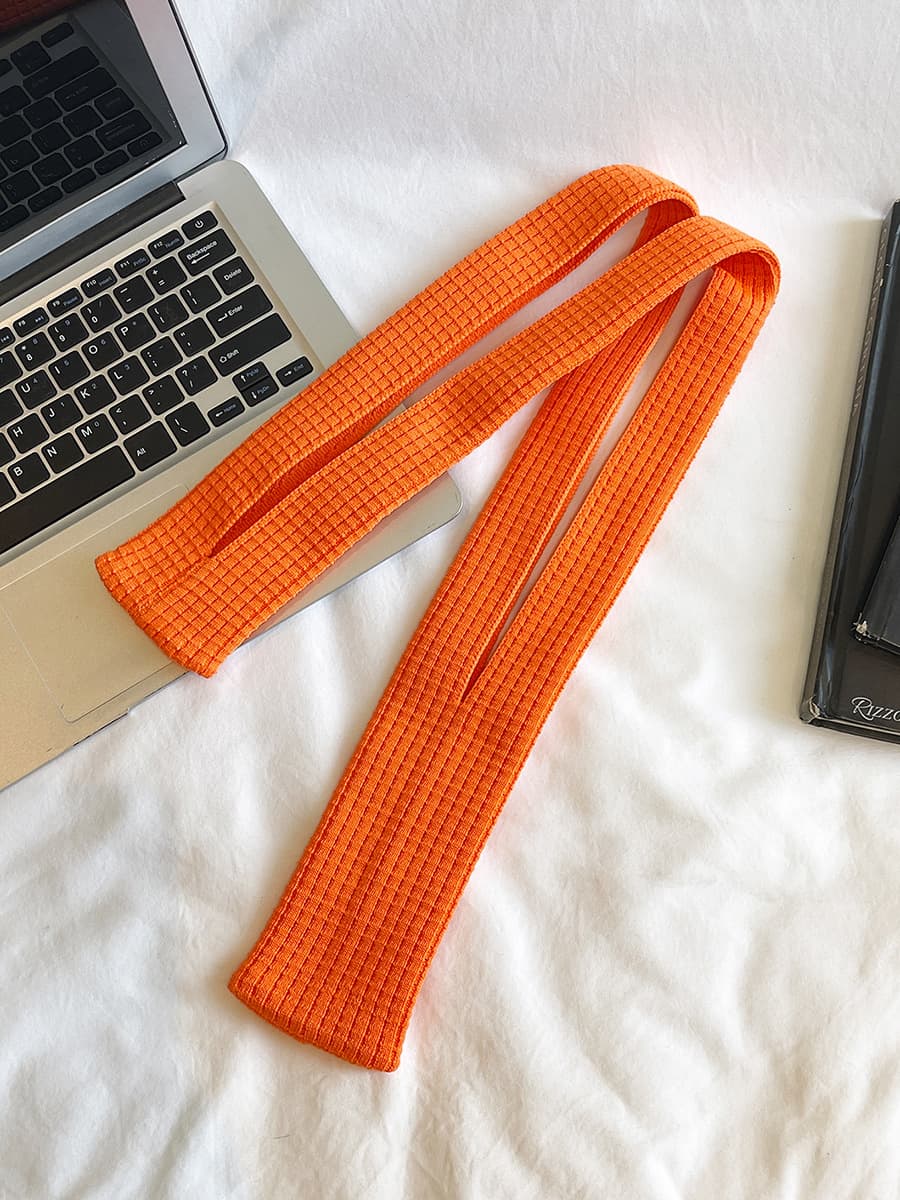 Orange High-Elastic Knit Long Phone Sling Bag - Adjustable Crossbody