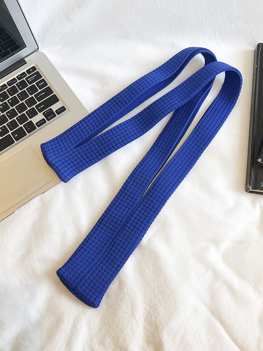 Blue High-Elastic Knit Long Phone Sling Bag - Adjustable Crossbody