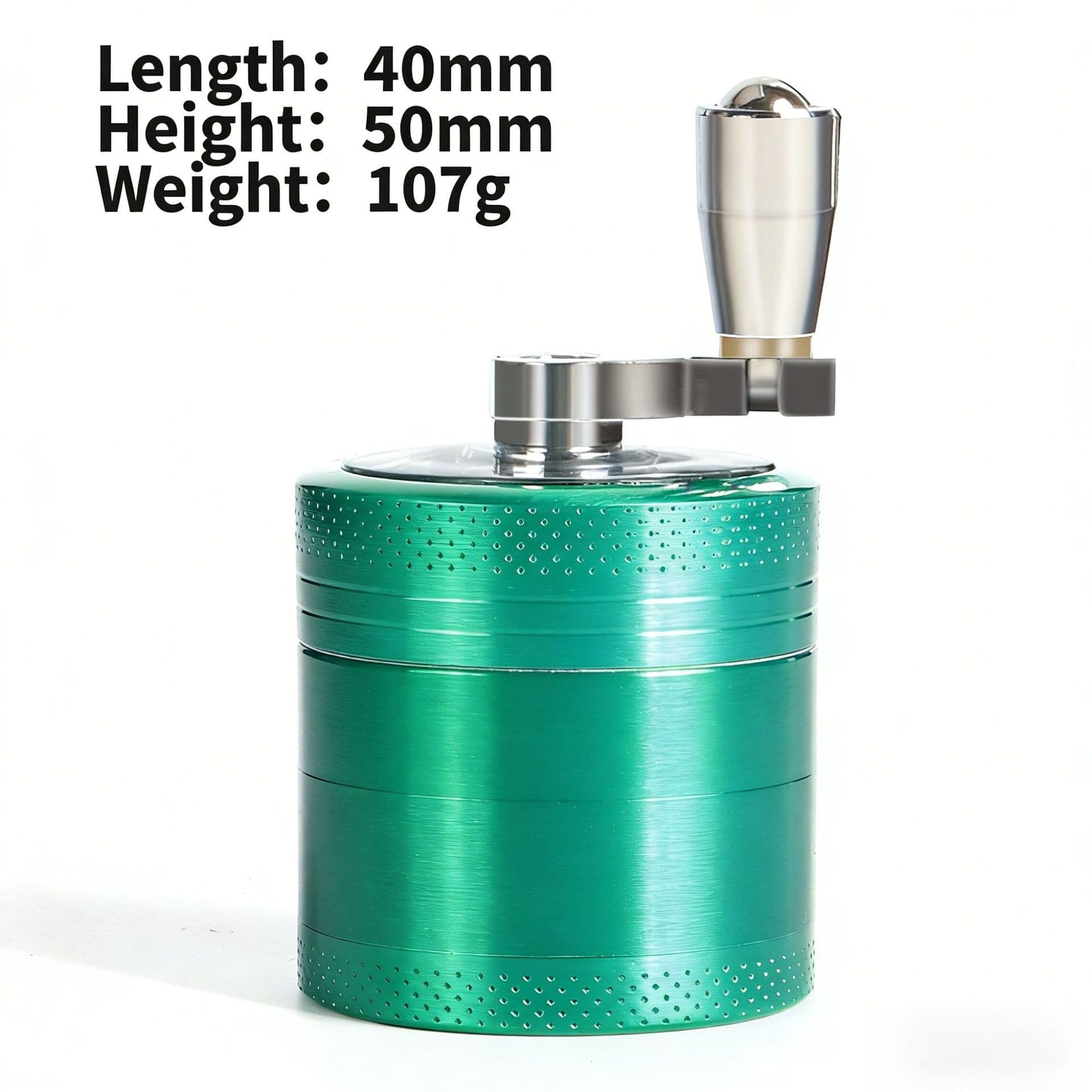 Green 40mm Zinc Alloy 4-Layer Hand-Crank Grinder - Compact Metal Spice