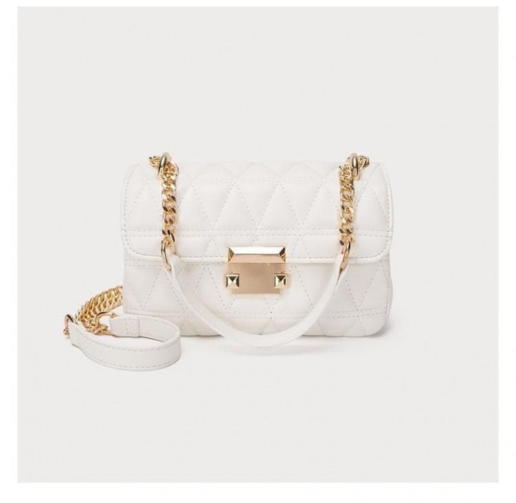 Quilted Chain Crossbody Bag for Women Classic White Shoulder Underarm Bag