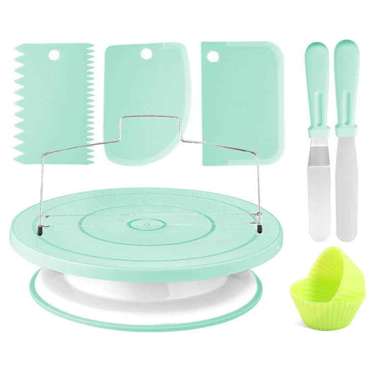 12-Piece Cake Decorating Turntable Kit Non-Slip Rotating Stand with Spatulas
