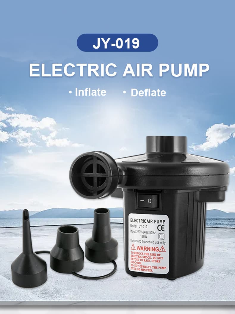 Electric Air Pump AC 220V-240V Portable Quick Inflator Deflator with 3