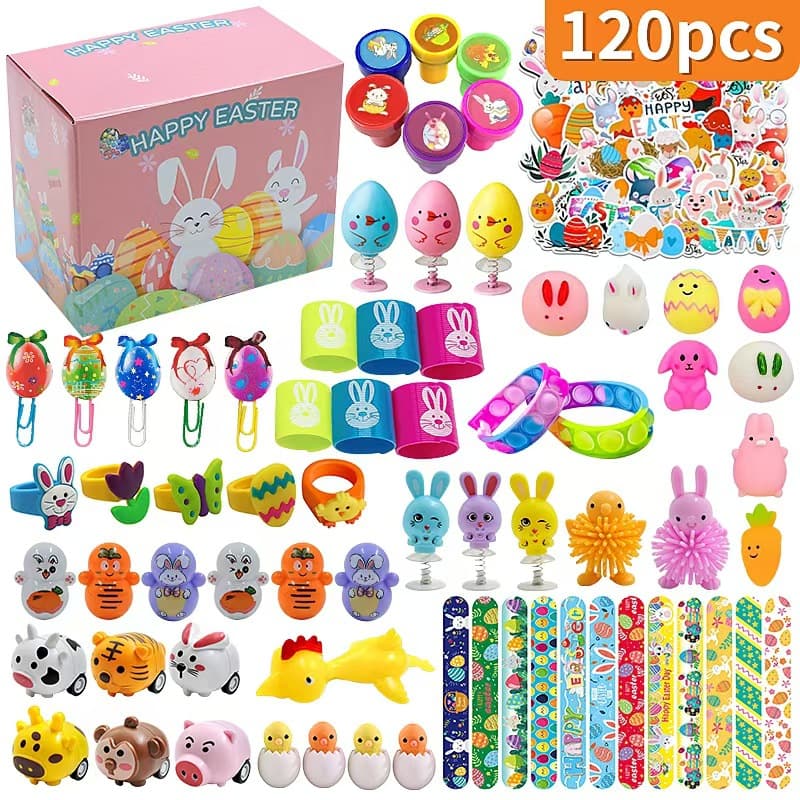 120-Piece Easter Egg Fillers Toy Assortment - Bulk Party Favours for Kids