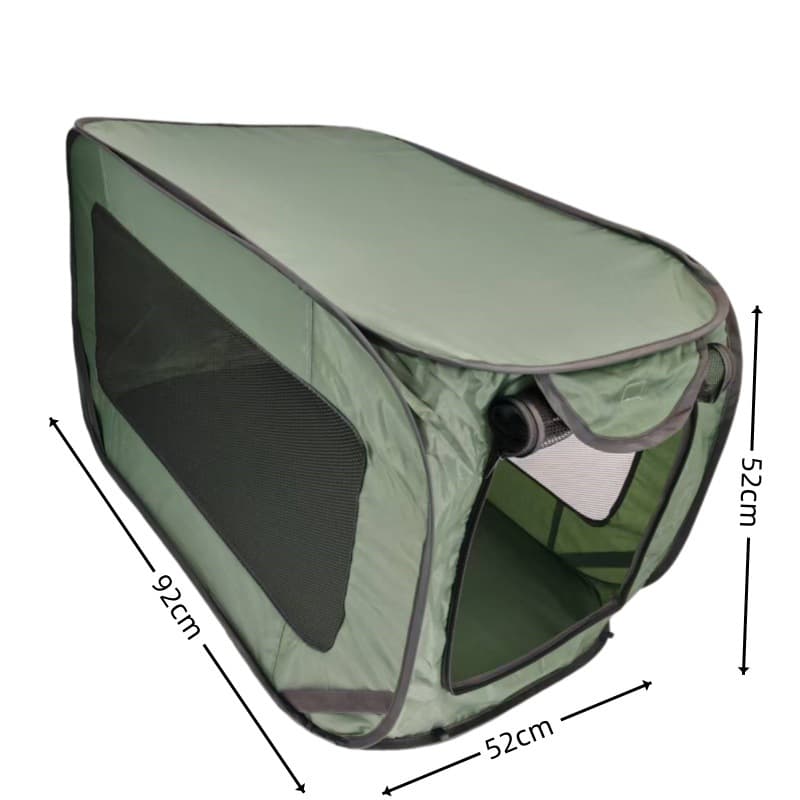 Green Instant Pop-Up Foldable 4-Sided Pet Playpen & Car Crate - Breathable
