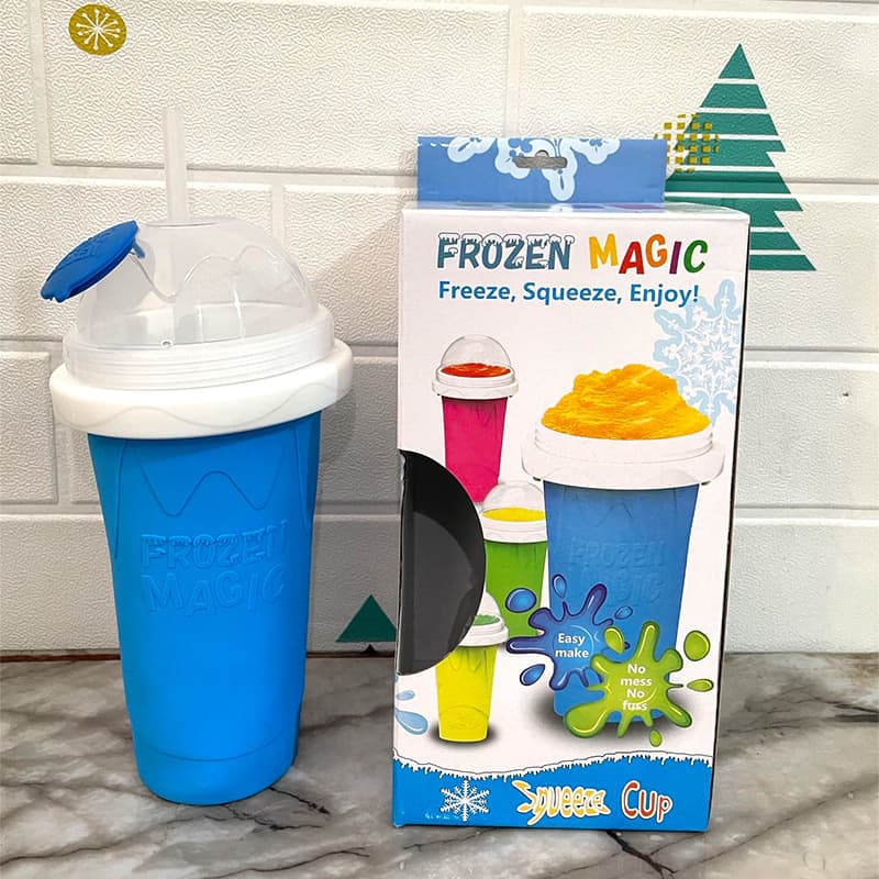 Blue Instant DIY Slushie Squeeze Maker Cup - Food-Grade Silicone