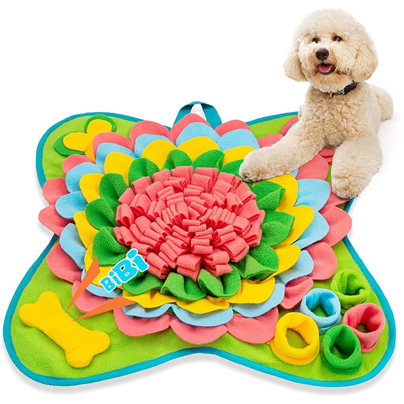 Yellow-Green 50 × 50 cm Soft Dog Sniffing Mat with Colorful - Yellow Green