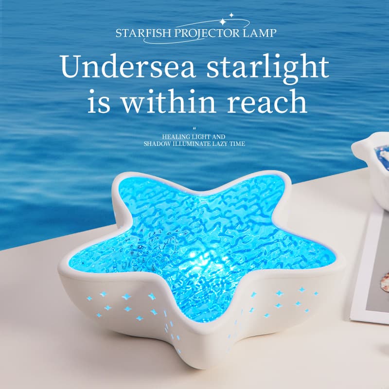 7-Colors Rechargeable Starfish Water Ripple Projection Lamp - Brightness