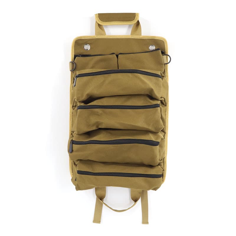 Khaki Heavy-Duty Oxford Cloth Roll-Up Tool Organizer - Detachable