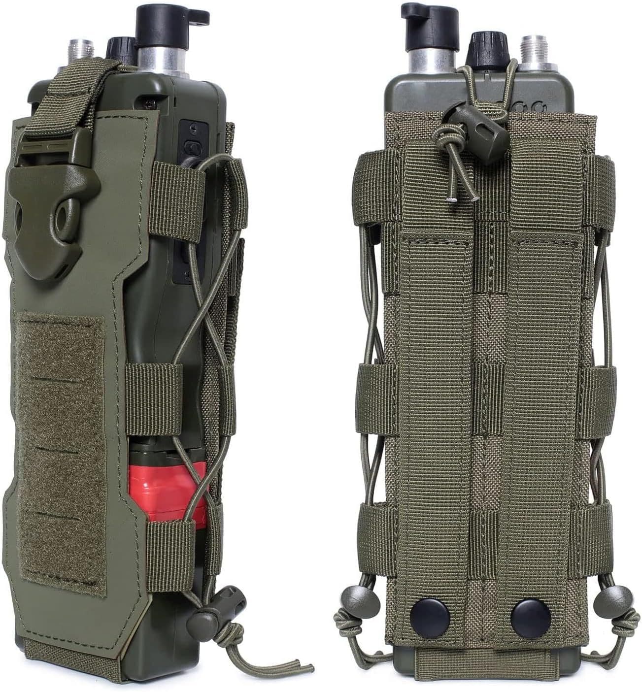 Green Adjustable Tactical Water Bottle Pouch - Multi-Functional MOLLE