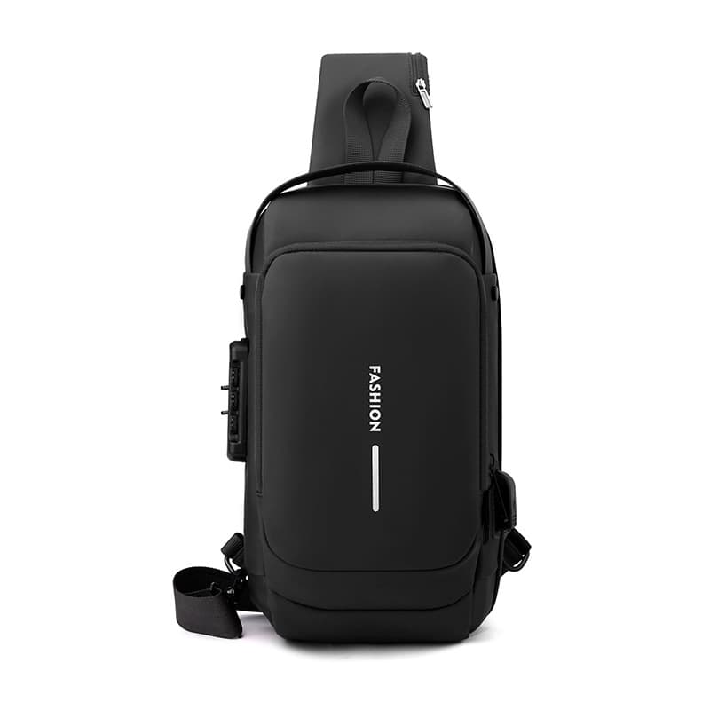 Black High Capacity Anti-Theft Tactical Chest Bag - Waterproof Leather-Film