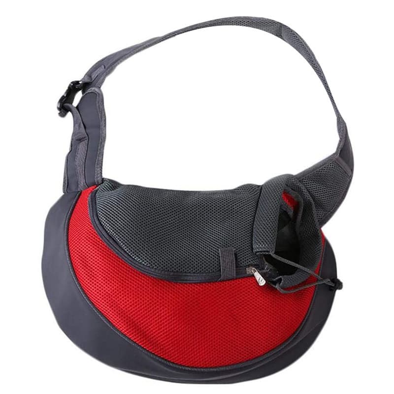 Red Hands-Free Pet Chest Carrier - Breathable Mesh Crossbody Bag - Size 5KG