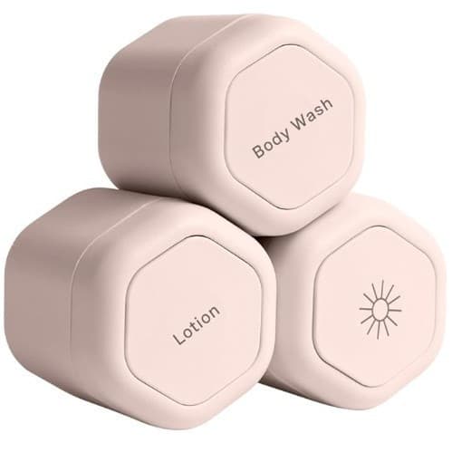 3-Piece Pink Magnetic Travel Capsules - Leak-Proof & TSA-Friendly Cosmetic