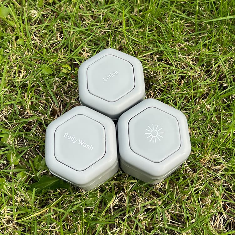 3-Piece Grey Magnetic Travel Capsules - Leak-Proof & TSA-Friendly Cosmetic
