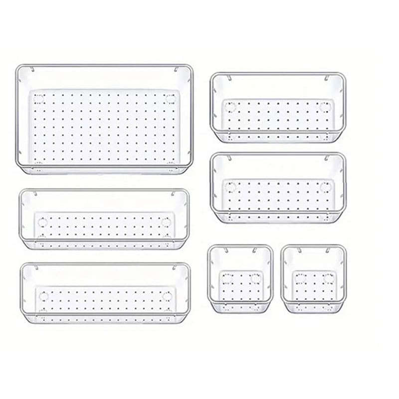 7-Piece Transparent Stackable Organizer Set - 4-Size Versatile - Default