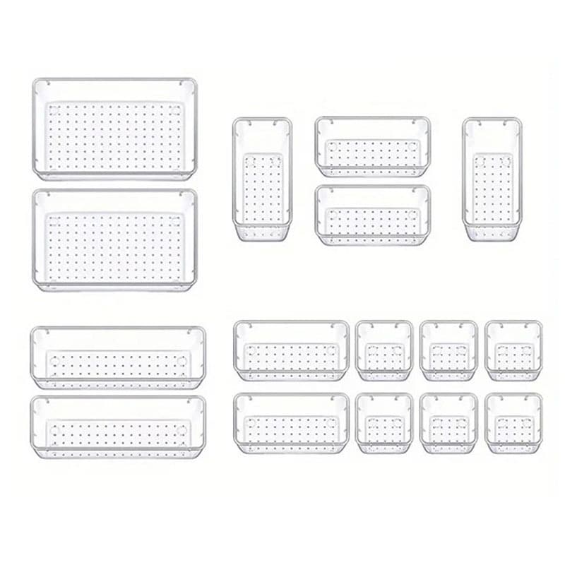 16-Piece Transparent Stackable Organizer Set - 4-Size Versatile - Default