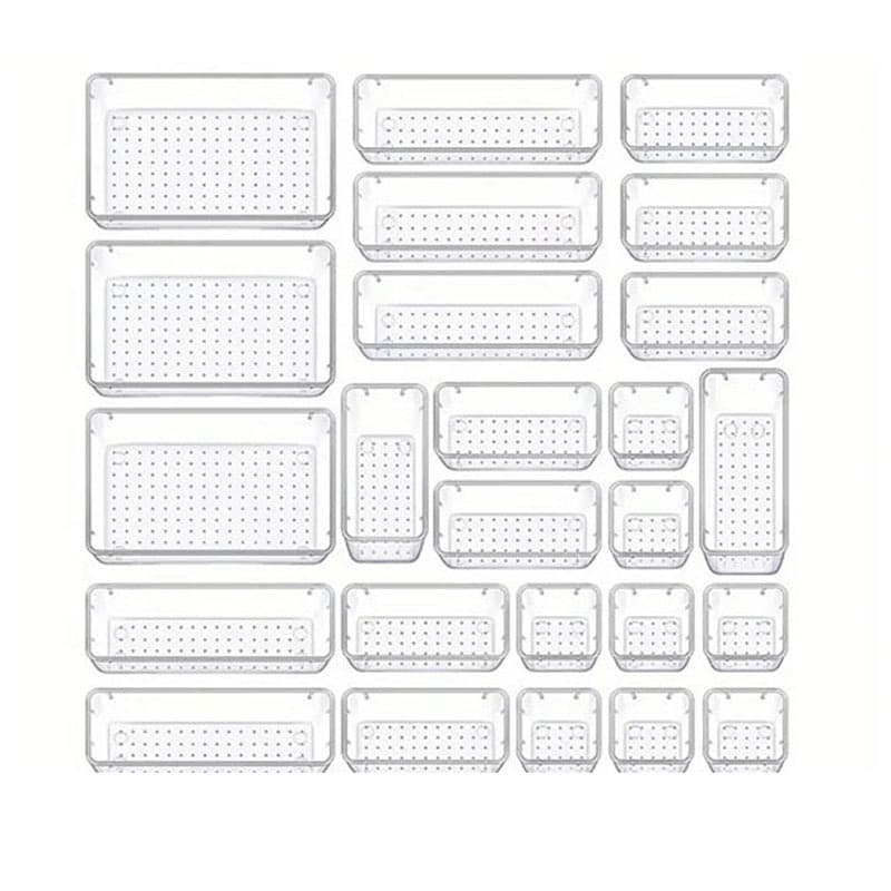 25-Piece Transparent Stackable Organizer Set - 4-Size Versatile - Default