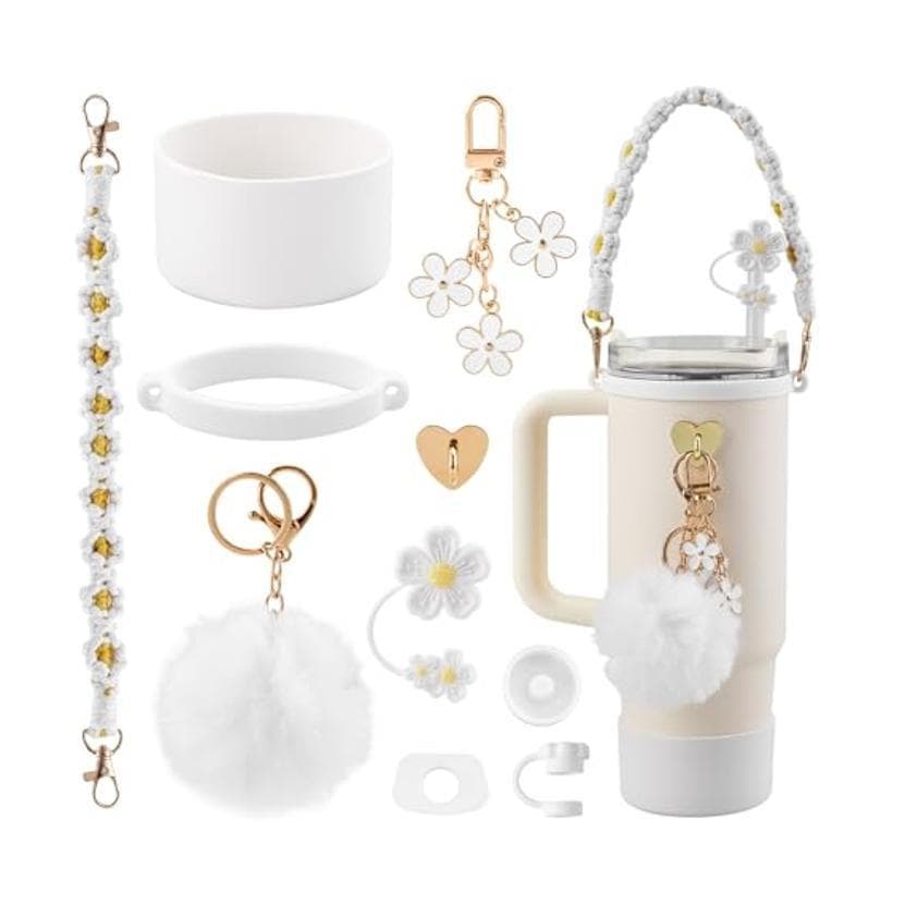 10-Piece White Accessory Bundle for Stanley Quencher 30/40oz - Includs