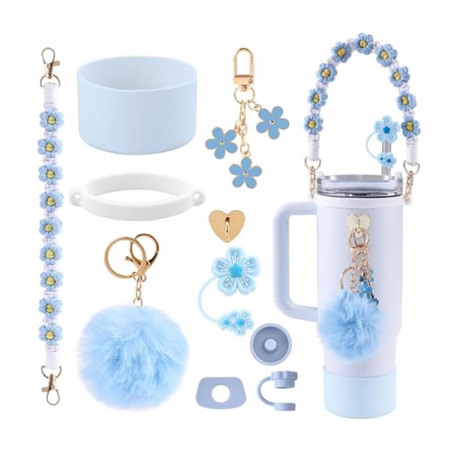 10-Piece Blue Accessory Bundle for Stanley Quencher 30/40oz - Includs