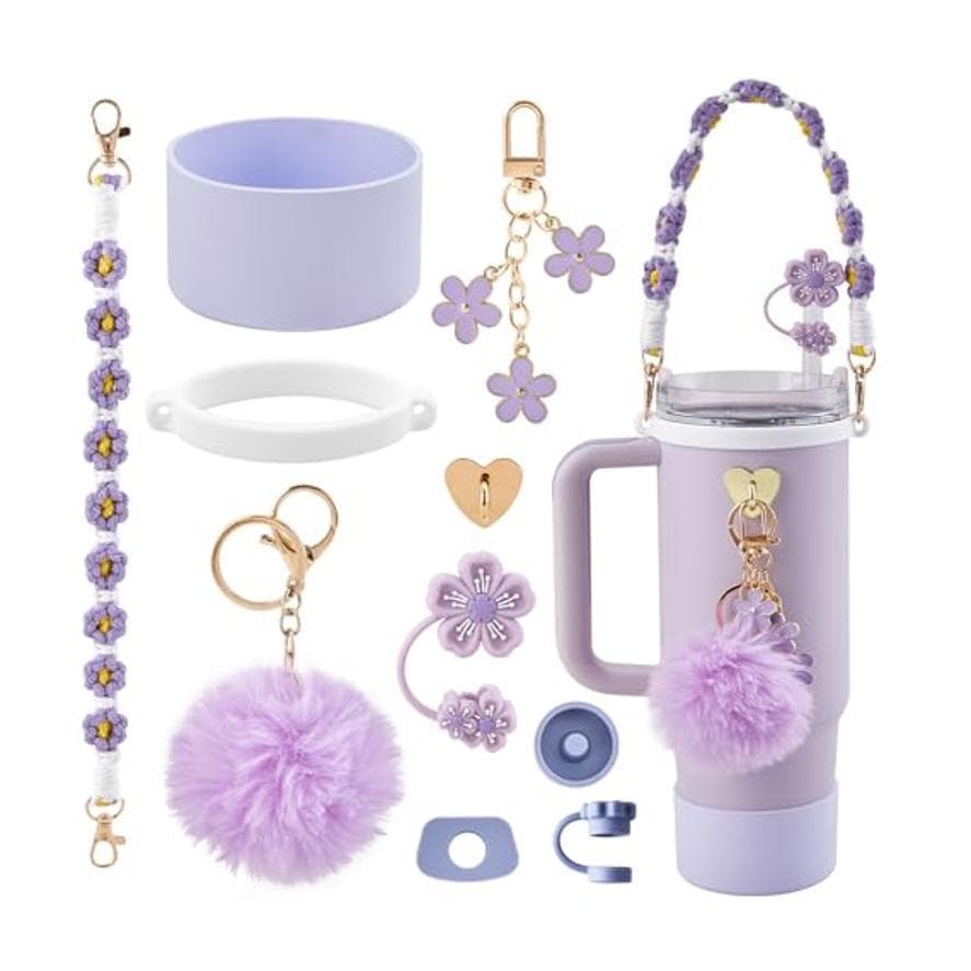 10-Piece Purple Accessory Bundle for Stanley Quencher 30/40oz - Includs
