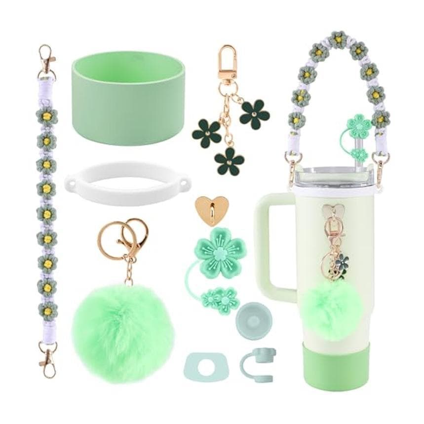 10-Piece Green Accessory Bundle for Stanley Quencher 30/40oz - Includs