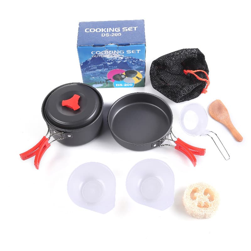 8-Piece Orange Lightweight Outdoor Camping Cookware Set - 1/2 Person