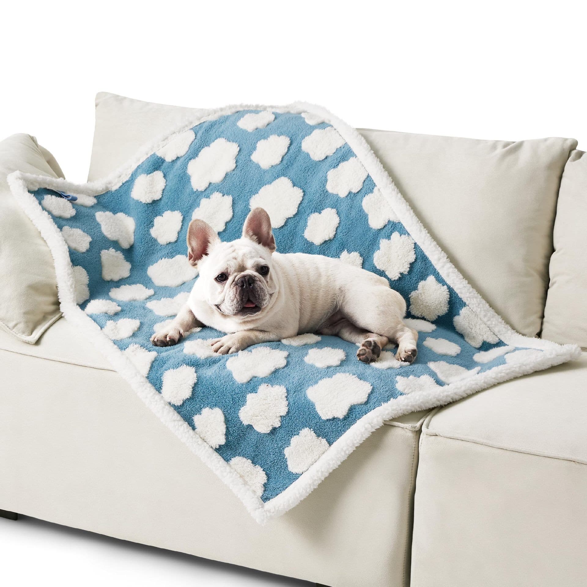 65 × 90 cm Waterproof Soft Sherpa Fleece Pet Blanket (Blue Sky & Clouds)
