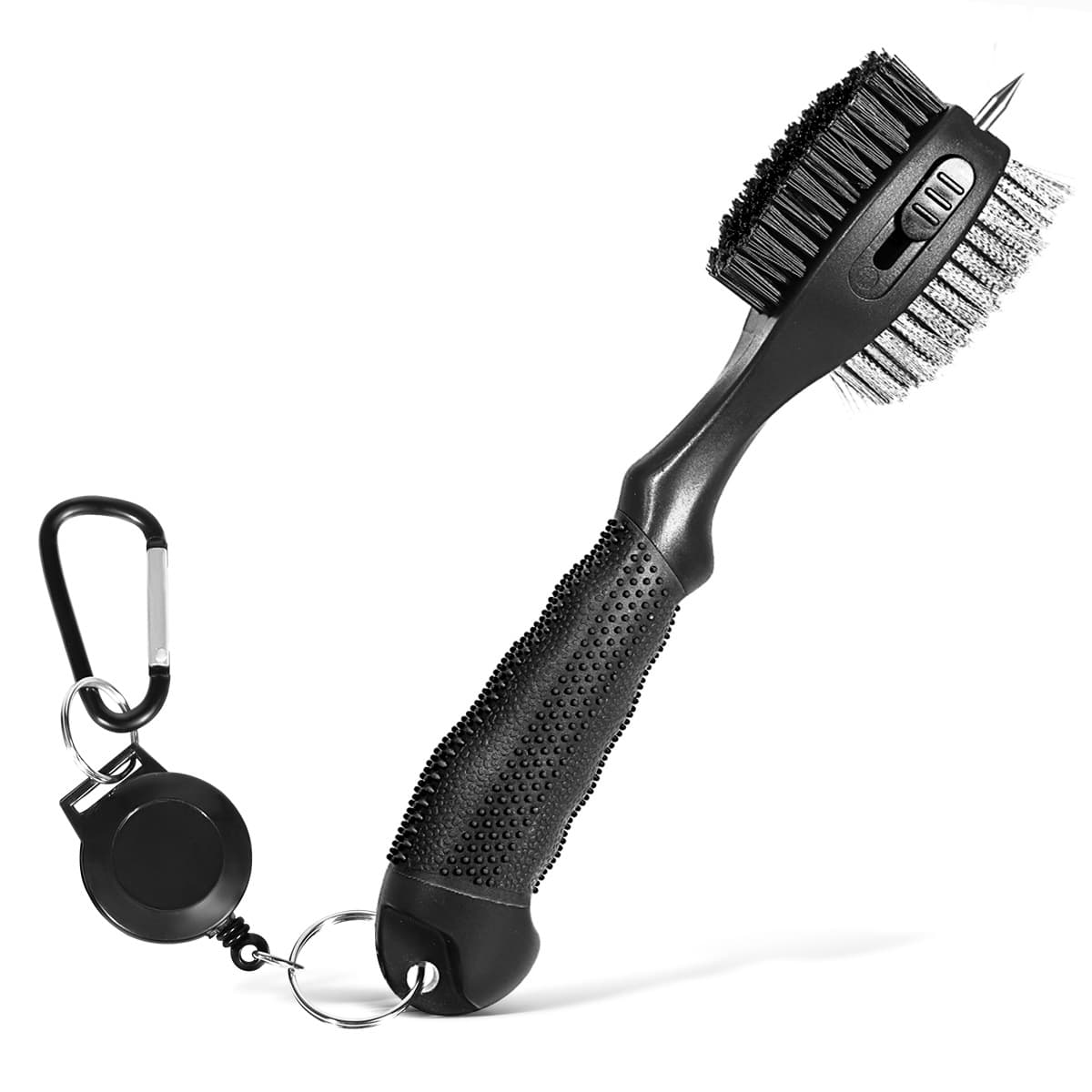 Black Golf Club Cleaning Brush Extra Large Head Dual Bristles Retractable