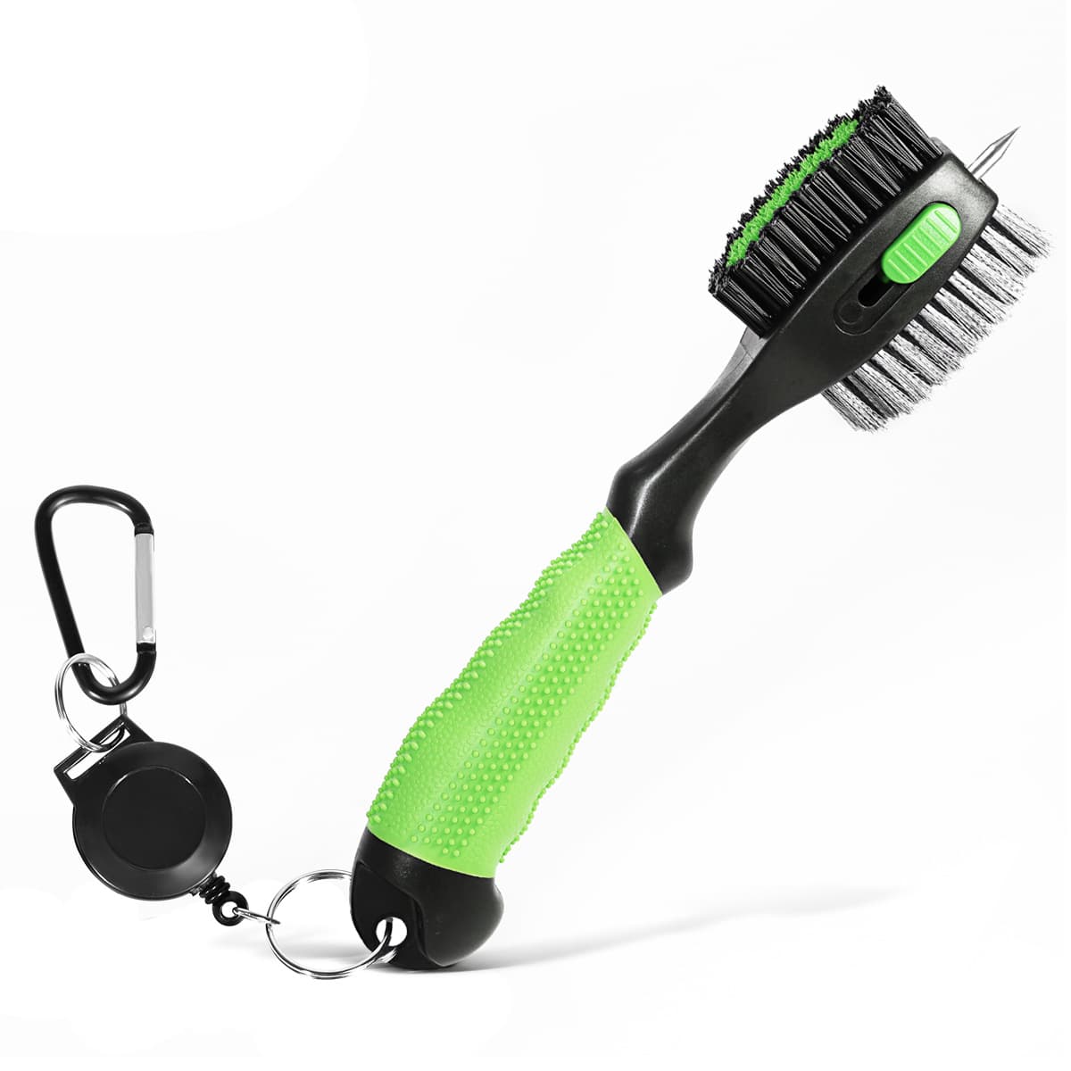 Green Golf Club Cleaning Brush Extra Large Head Dual Bristles Retractable