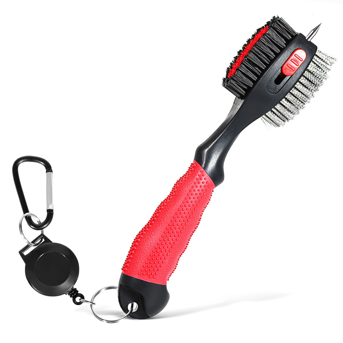 Red Golf Club Cleaning Brush Extra Large Head Dual Bristles - Red Brush