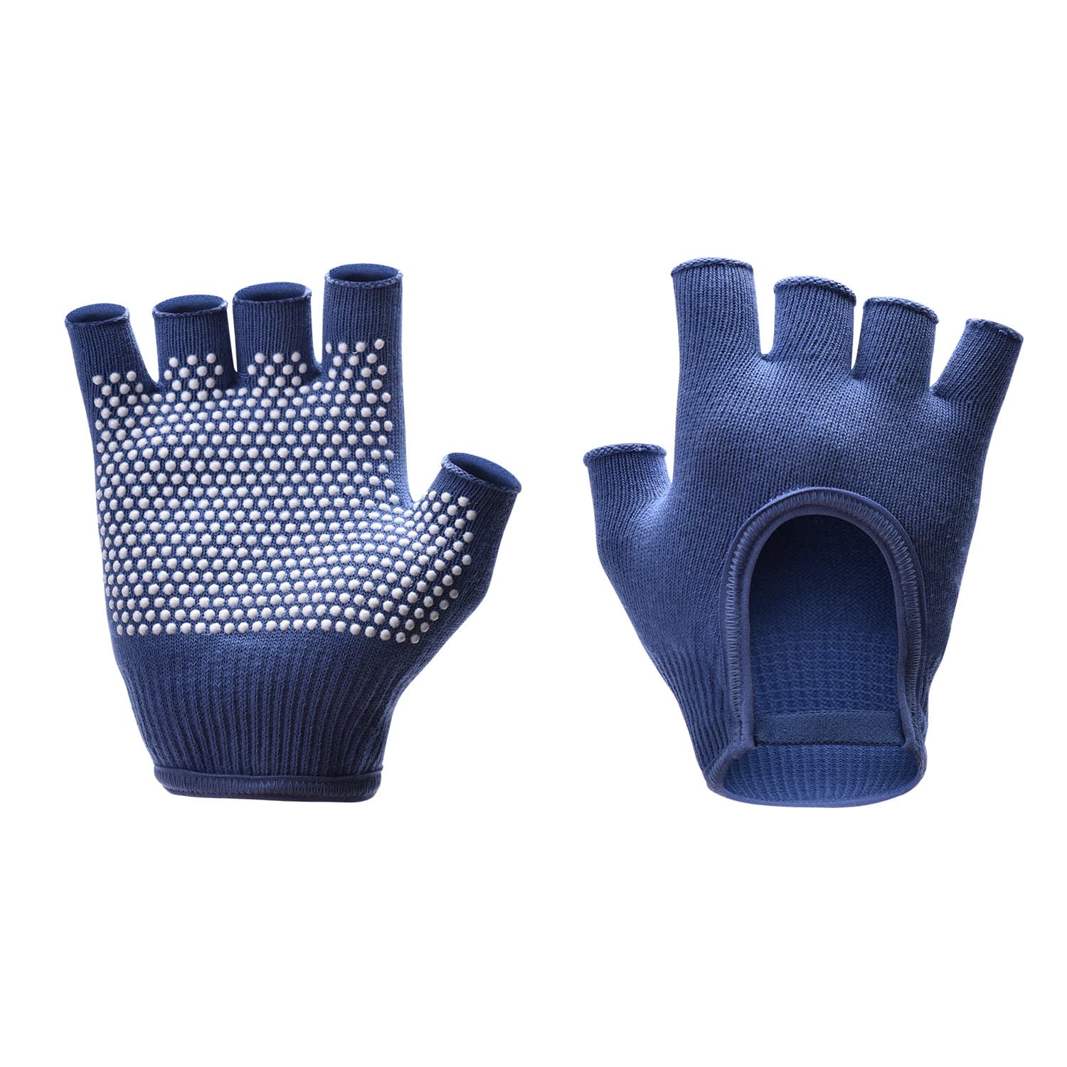 Dark Blue 2-Pack Women's Non-Slip Yoga Gloves - Open Back Half Finger Cotton