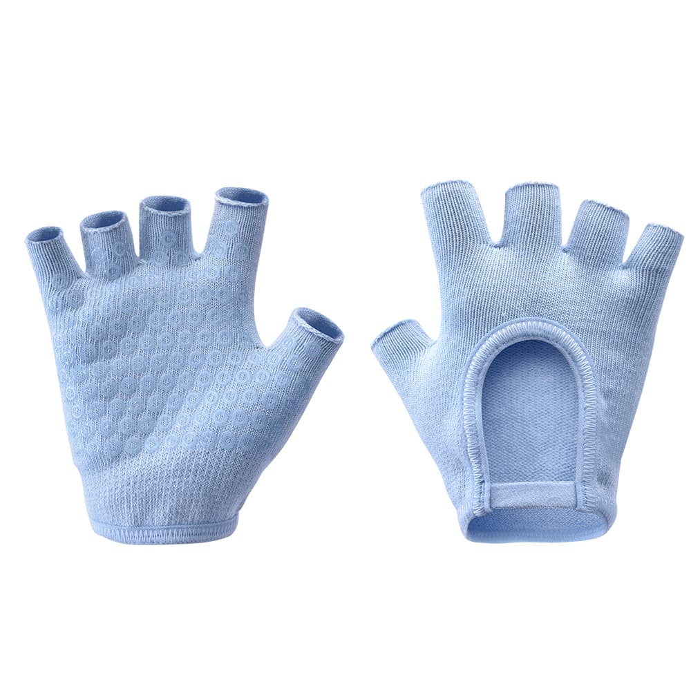Blue 2-Pack Women's Non-Slip Yoga Gloves - Open Back Half Finger Cotton