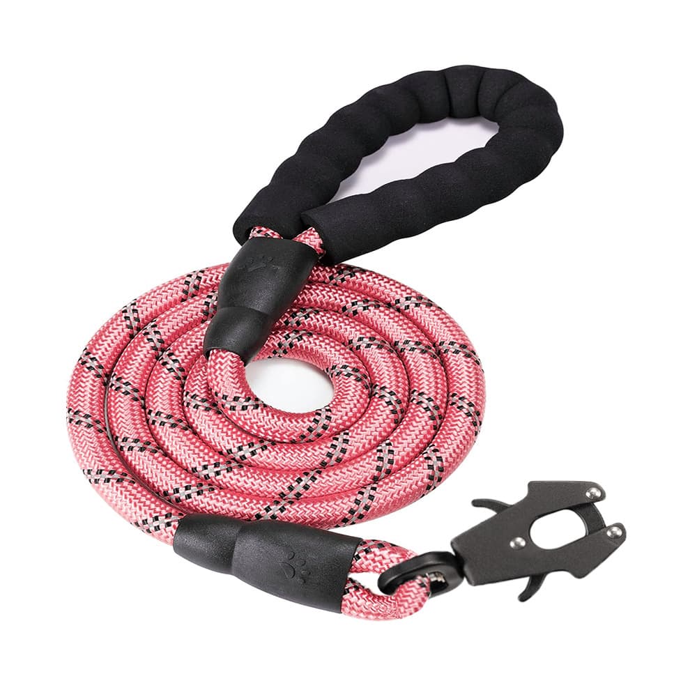 Pink High Strength Nylon Rope Dog Leash - 1.5M Heavy Duty Lead with Anodized