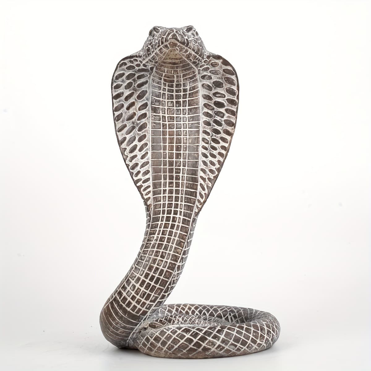 Grey Decorative Resin Cobra Statue - Unique Animal Figurine for Home Decor