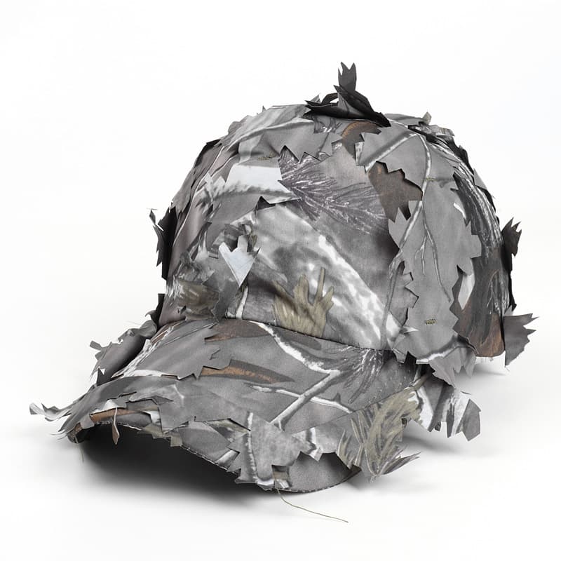 Grey 3D Leaf Camouflage Baseball Cap - American-Style Outdoor Tactical Hat