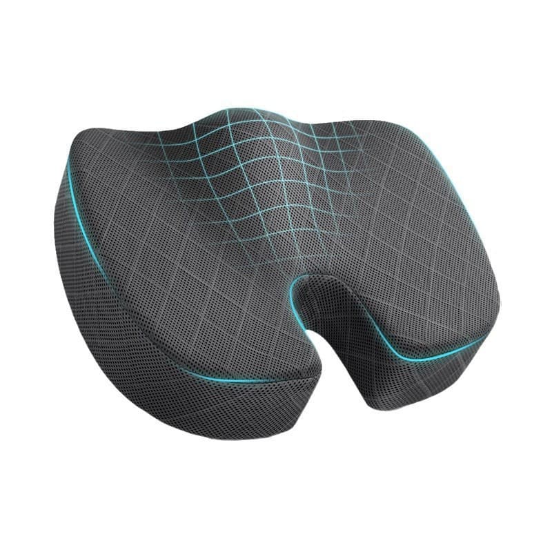 Dark Grey Memory Foam Seat Cushion - Ergonomic Support for Office, Car