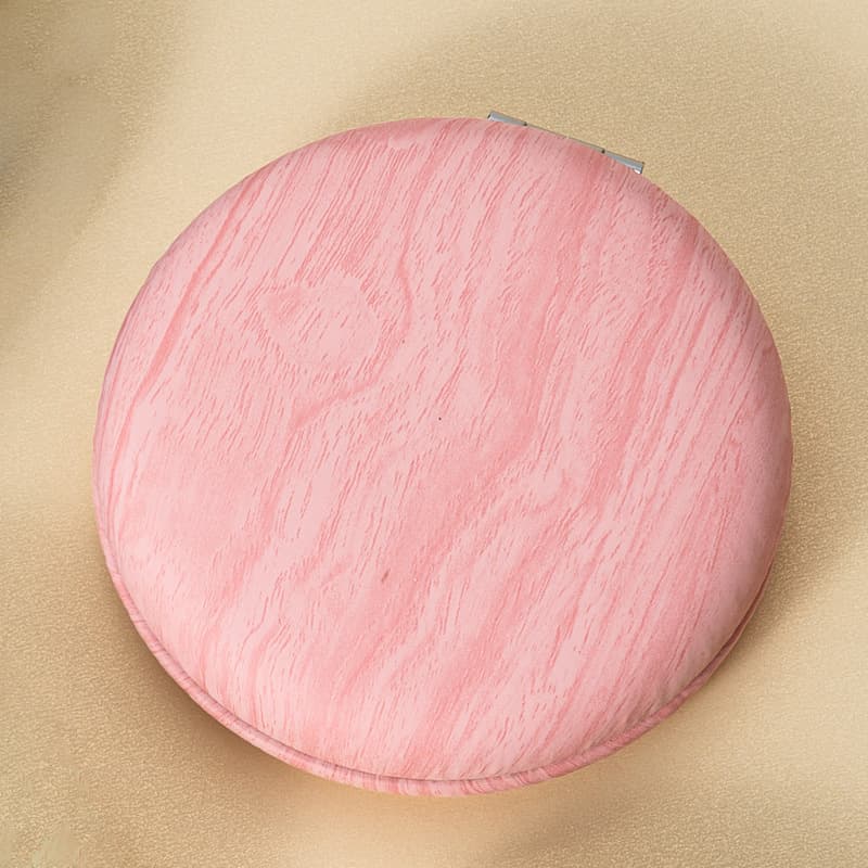 2-Piece Pink Portable Wooden-Style Makeup Mirror - Dual-Sided