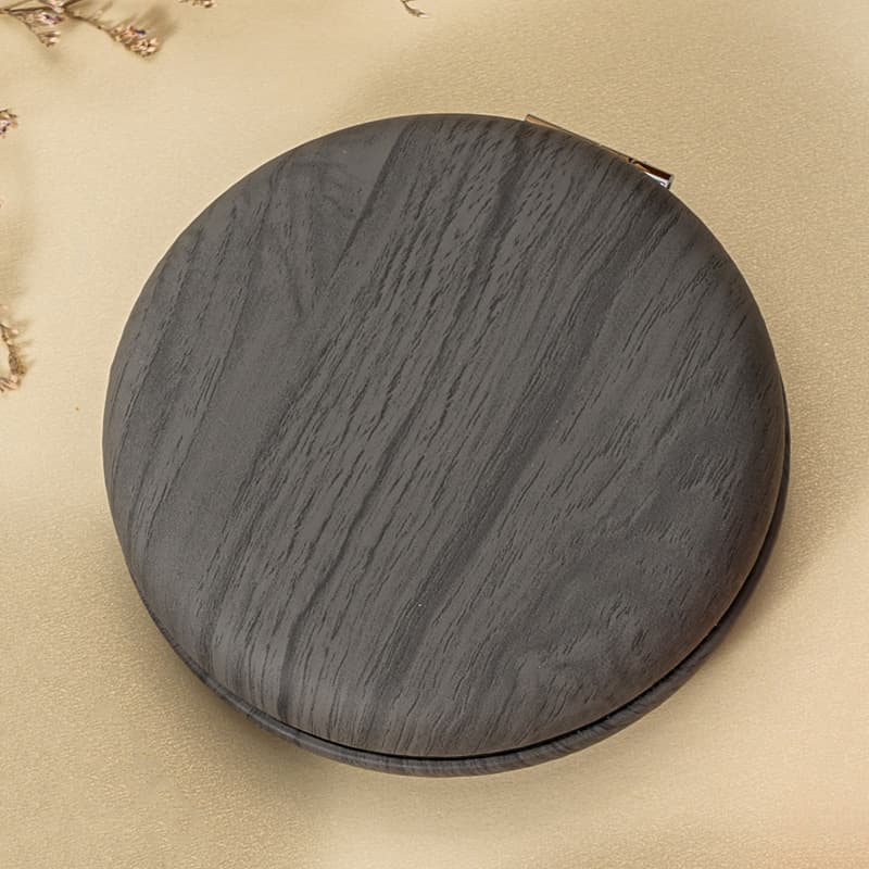 2-Piece Grey Portable Wooden-Style Makeup Mirror - Dual-Sided