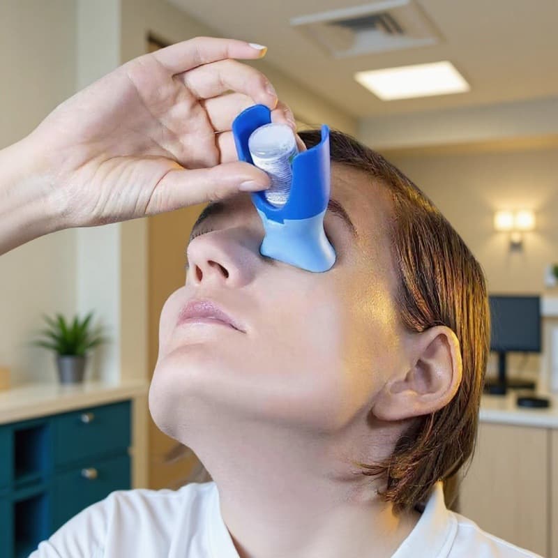 Light Blue and Dark Blue Eye Drop Applicator - Safe & Hygienic Eyedrop