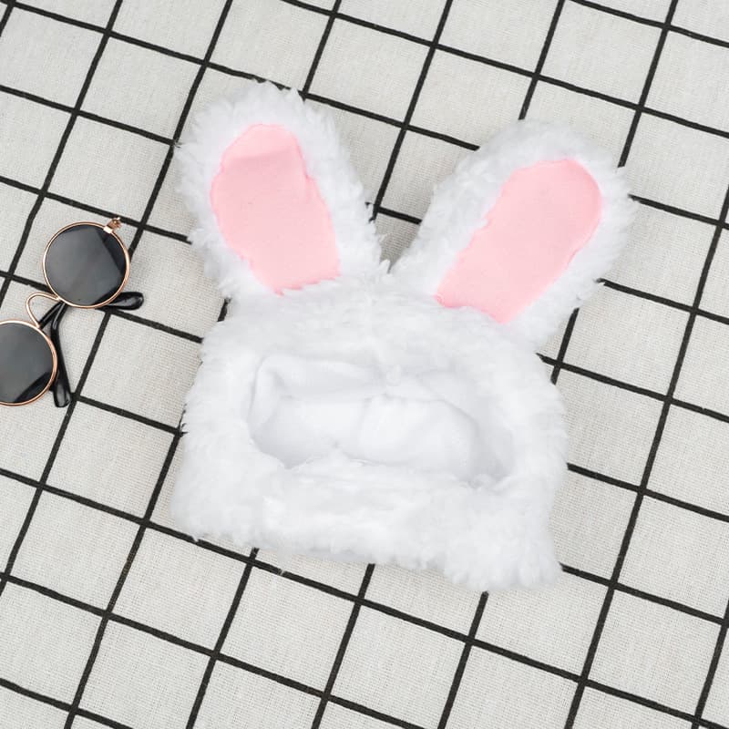 2-Piece White Bunny Ears Cat Hat - Soft Plush Pet Costume Headband for Cats