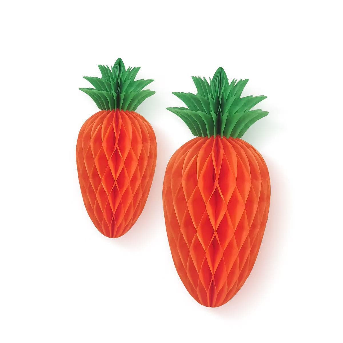 Easter Carrot Honeycomb Decorations - 10-Piece Set with 5 × 15 cm and 5 × 20