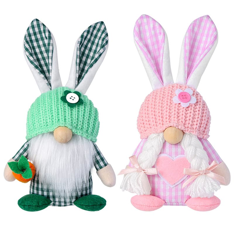 2-Piece Easter Bunny Gnome Set - Matching Decorative Figurines