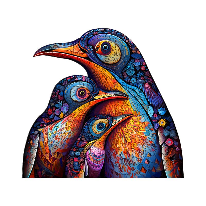 Irregular-Shaped Puzzle - A3 Size (33×43 cm), 210-Piece - Three Penguins