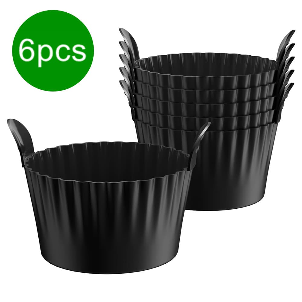 Black Silicone Egg Poaching Mold - 6-Pack, Heat-Resistant, with Side Handles