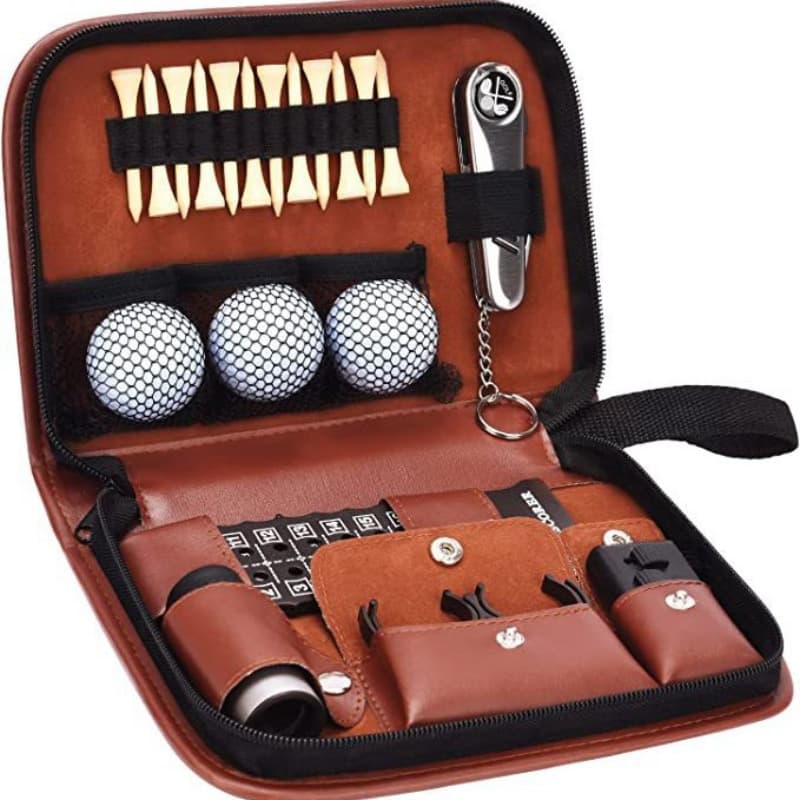 21-Piece Golf Essential Accessory Kit with PU Leather Organizer