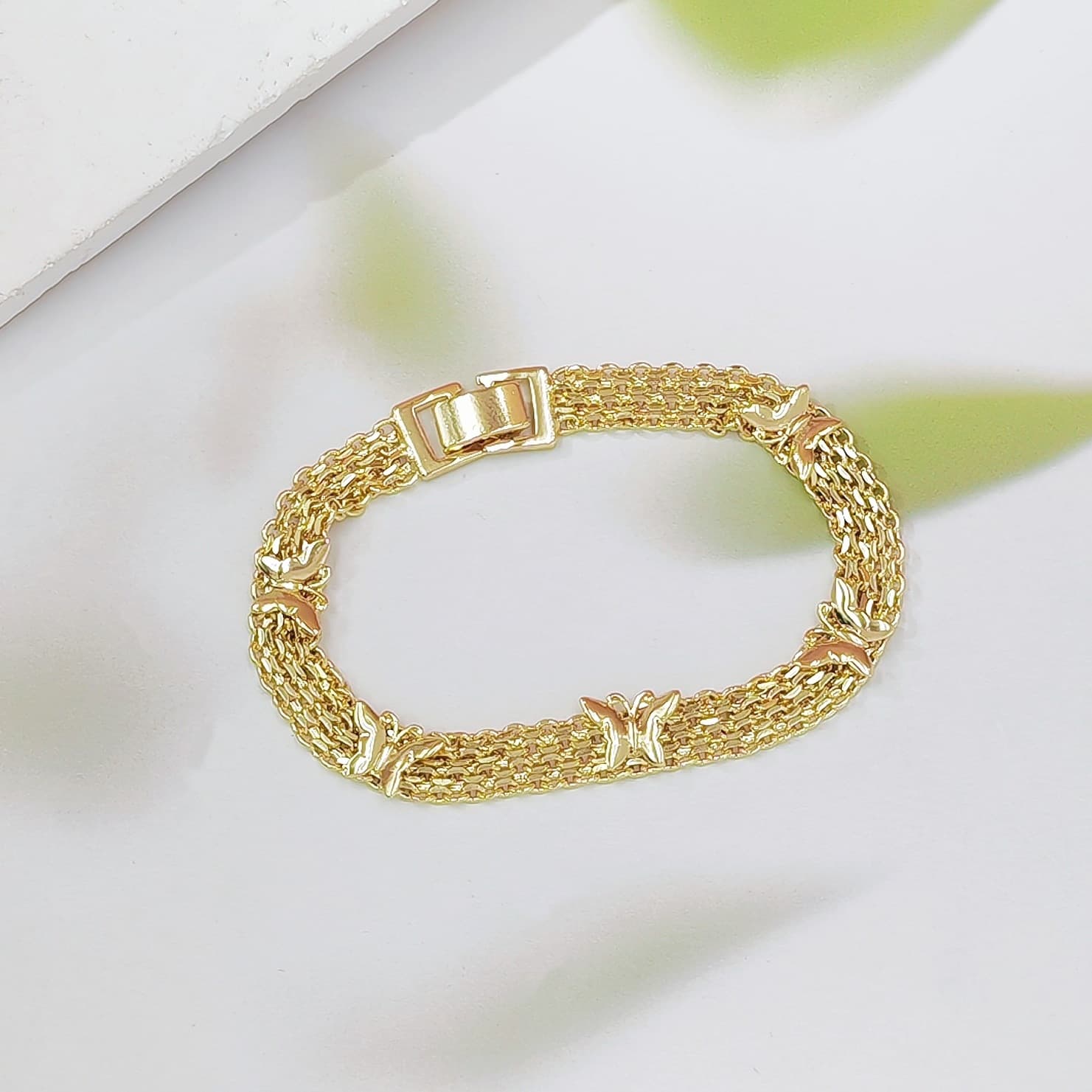 Gold Vintage Hollow Butterfly Metal Chain Bracelet - Copper High-End