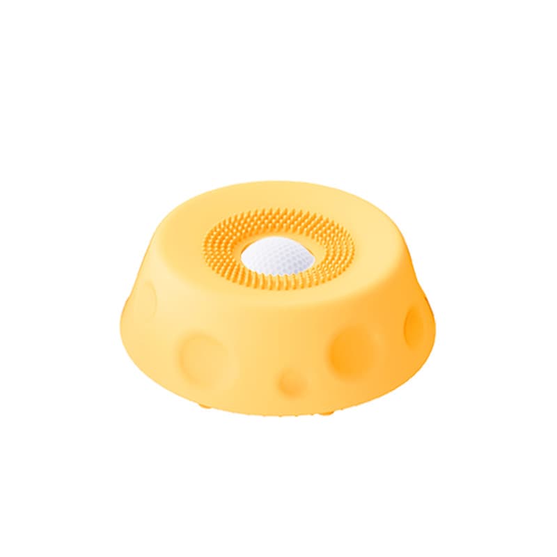 Yellow Silicone Dog Liquid Lick Bowl with Floating Fun Ball - Interactive