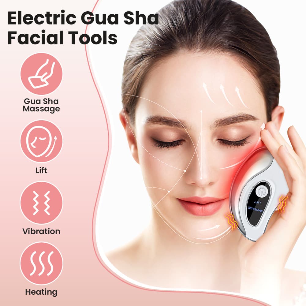 Portable Smart LCD Electric Gua Sha Face Massager - 45°C Constant Hot